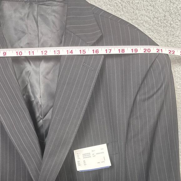 Hart Schaffner Marx Men's Wool Suit Jacket Black Pinstripe 2 Button $795 Retail - Picture 4 of 11